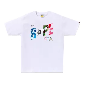 A BATHING APE ABC CAMO CRAZY BAPE STA LOGO TEE - WHITE