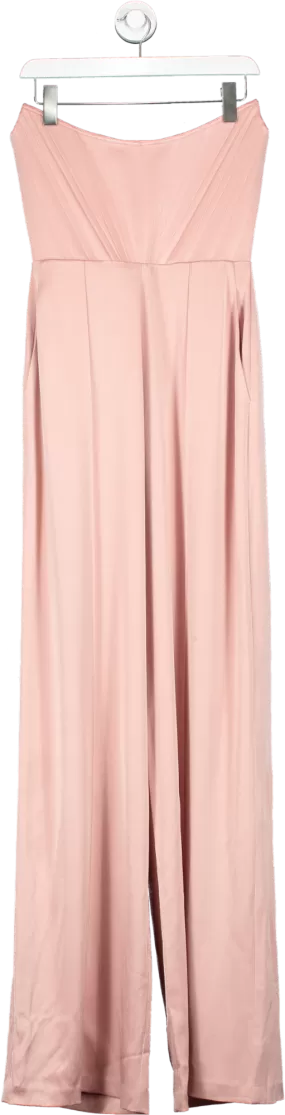 Alex Perry Pink Slaine Strapless Satin-crepe Wide-leg Jumpsuit UK 10