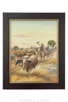 Art, Oil on Board, ‘Texas Cowboys' Cover Art, Book Tearsheet included, Bill Angresano, 2009, 1235