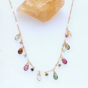 Autumn Harmony - Multi Tourmaline Gold Necklace