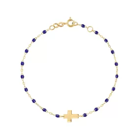 Baby Cross Charm Classic Gigi Lapis bracelet, Yellow Gold, 5.1"