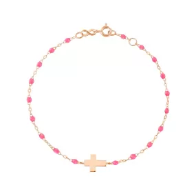 Baby Cross Charm Classic Gigi Pink bracelet, Rose Gold, 5.1"