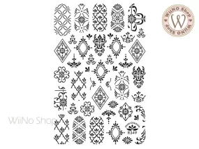 Black Moroccan Pattern Adhesive Nail Art Sticker - 1 pc (R349-B)