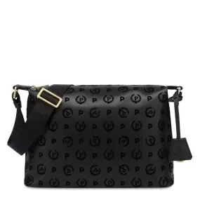 Borsa Donna a Spalla e Tracolla POLLINI Linea Heritage Flock Nero