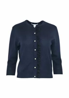 CARDIGAN WITH LACE TRIMMED PLACKET - AUTUMN CASHMERE