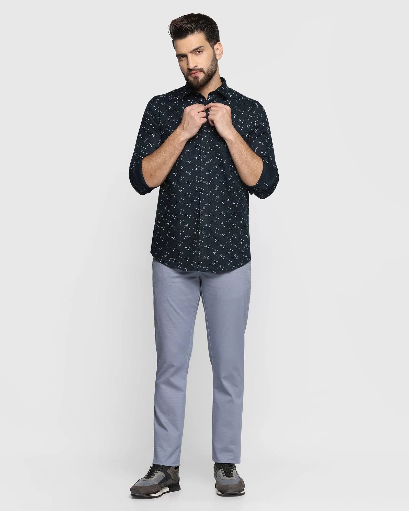 Casual Navy Printed Shirt - Siko