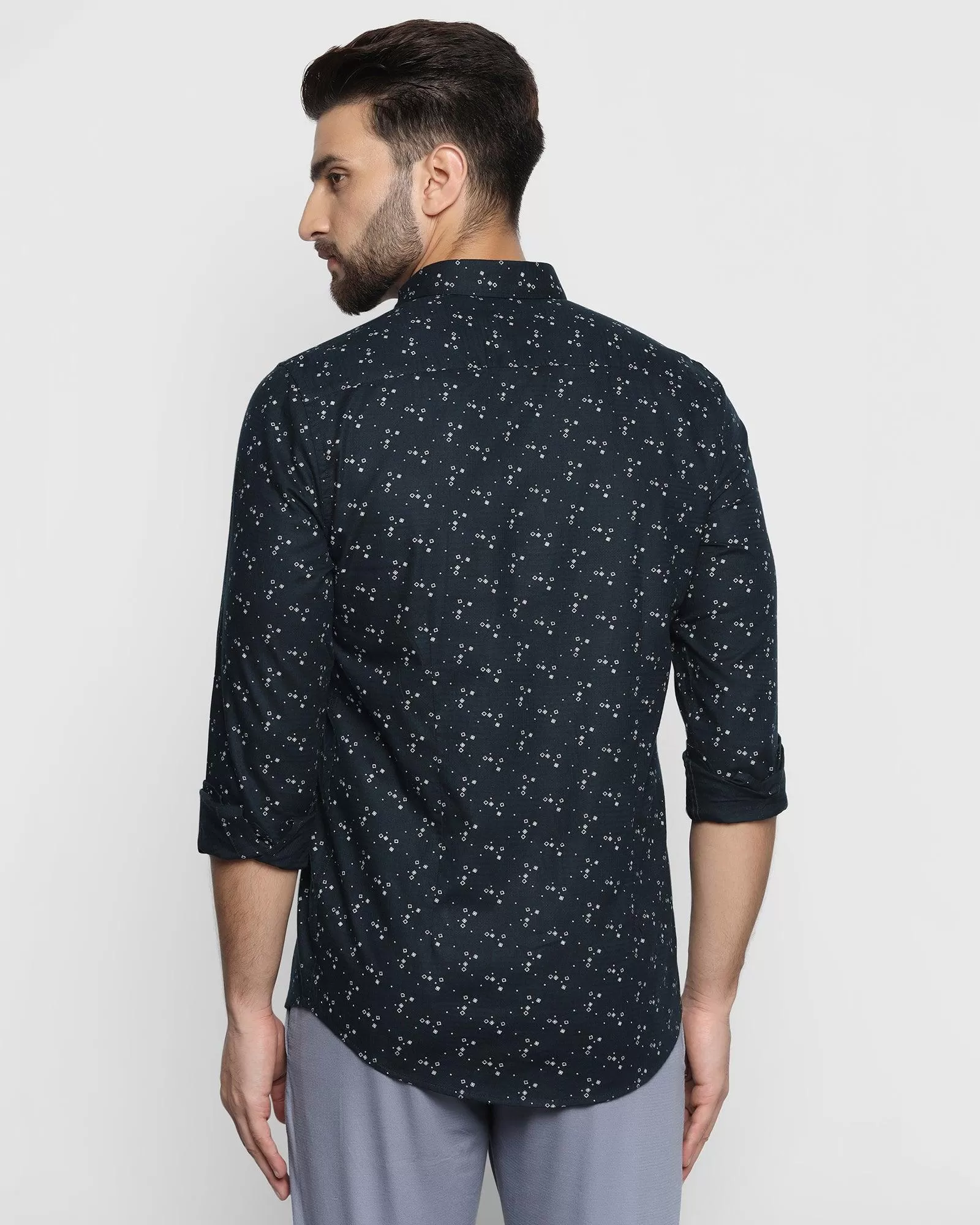 Casual Navy Printed Shirt - Siko