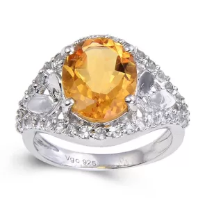 Citrine Flower Petal Statement Ring