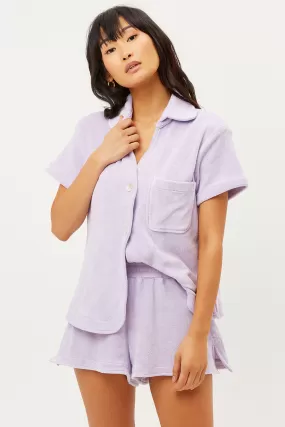 Coco Terry Button Up Shirt - Lilac