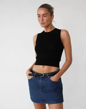 Cooran Knit Crop Top (Black)