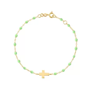 Cross Charm Classic Gigi Anis bracelet, Yellow Gold, 6.7"