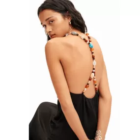 Desigual Beaded Strap Midi Dress in Black