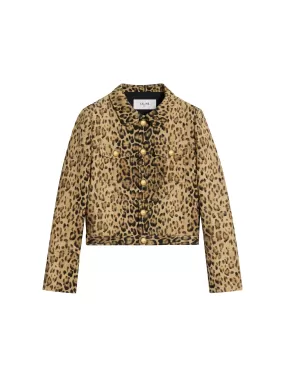 DOUBLE WOOL CARDIGAN JACKET LEOPARD PRINT