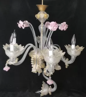 Elegant Murano Glass Chandelier - Needs some repairs