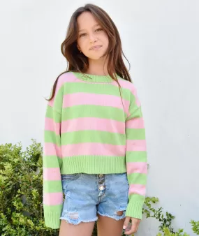 Katie J NYC Girls Pink/Green Megan Sweater