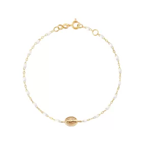 Madone Charm Classic Gigi White bracelet, Yellow Gold, 6.7"