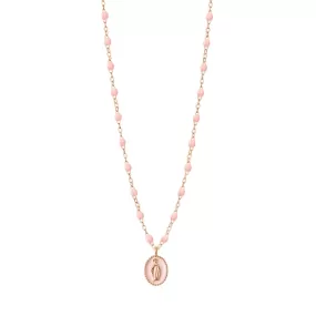 Madone resin charm Classic Gigi Baby Pink necklace, Rose Gold, 16.5"