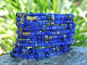 Navy Blue Czech Boho Bangle