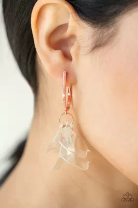 Paparazzi Earring ~ Jaw-Droppingly Jelly Copper Iridescent Acrylic Petal Hoop