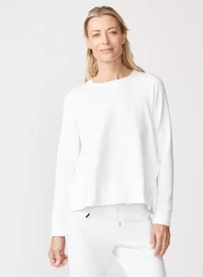 Softest Fleece Raglan Side Slit Sweatshirt in White