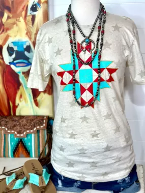 The Red White & Aztec Stars Tee