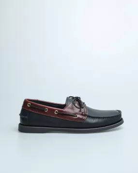 Tomaz C328A Men's Leather Boat Shoes (Black)